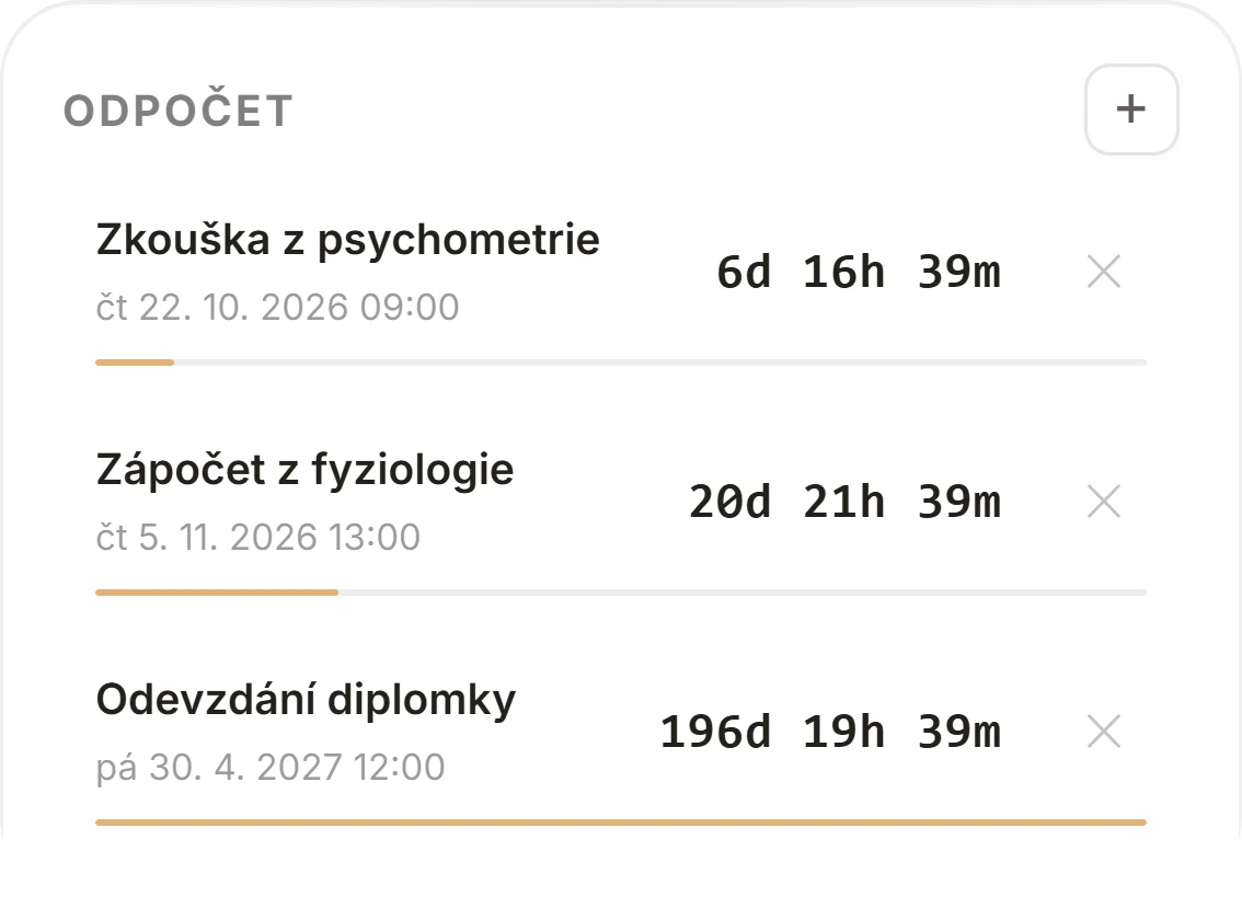 Odpočet: Zkouška z psychometrie za 6 dní 16 hodin