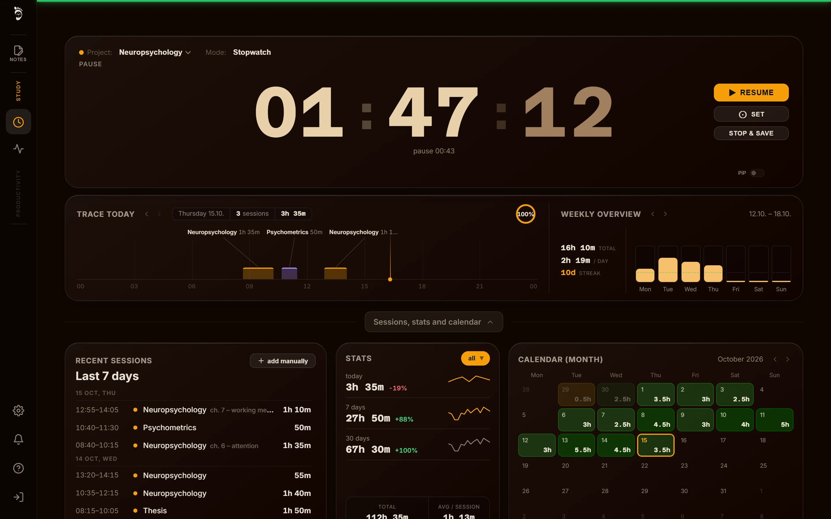 The app in the theme Deep Coffee